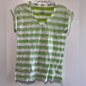 Xhilaration women’s green white striped shirt size small - like new, barely worn